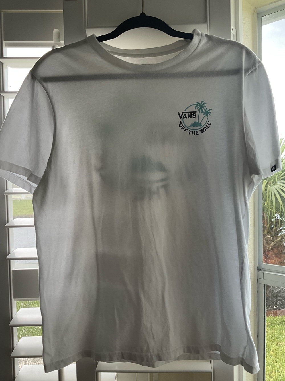 Vans Classic Mini Dual Palm White T-Shirt “Off The Wall” Medium Slim Fit